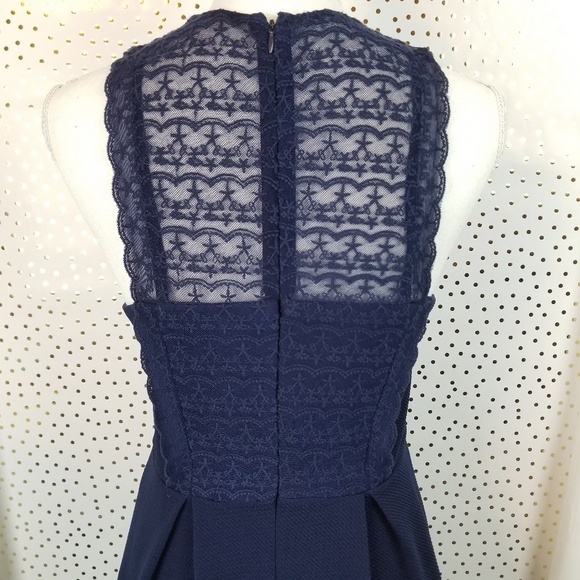 Francesca's Alya Navy Fit and Flare Lace Bib Dress - Picture 5 of 8